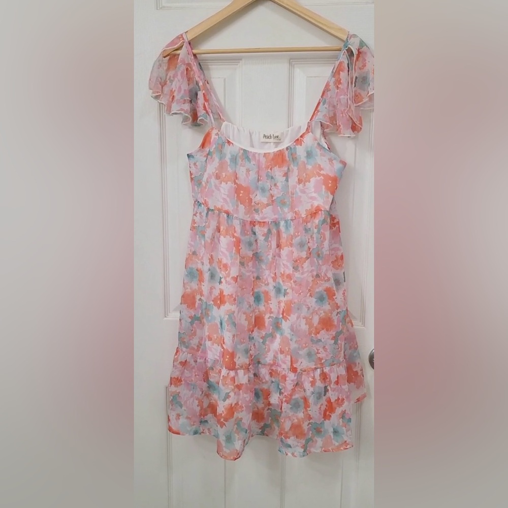 🌿Peach Love California Womens Large Floral Dress